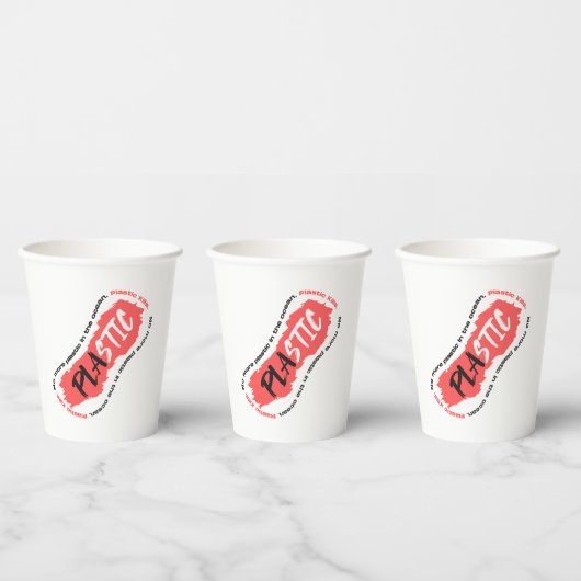 Geen plastic meer in de oceaan | Zeeverontreinigin Papieren Bekers (Multi)