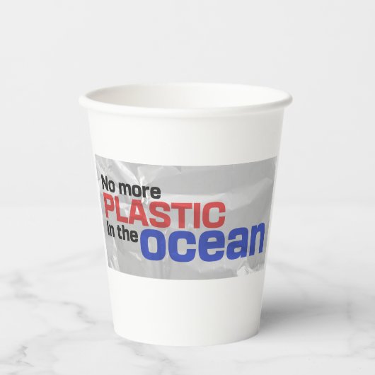 Geen plastic meer in de oceaan | Zeeverontreinigin Papieren Bekers (Voorkant)