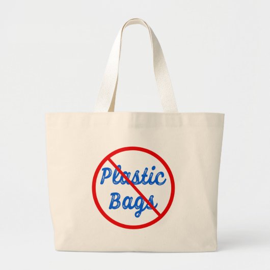 Geen plastic zakken Aarde Rood en Blauw Grote Tote Bag (Voorkant)