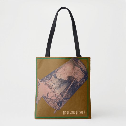 Geen plastiek alsjeblieft bruine Canvas tas (Voorkant)