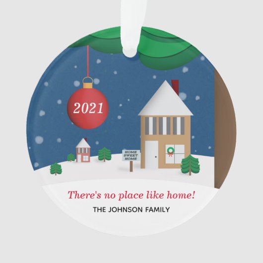 Geen plek als  winterscène ornam ornament (voorkant)