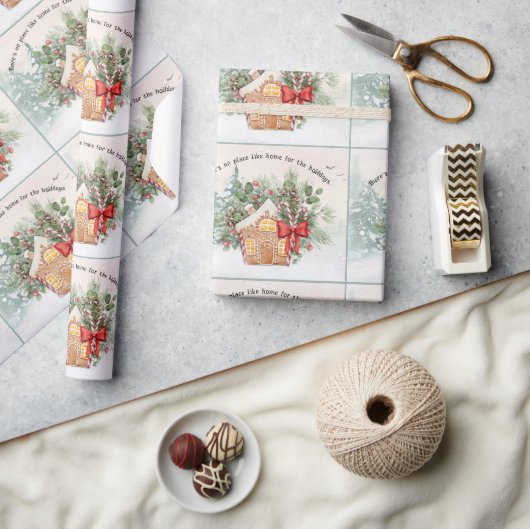 Geen plek zoals thuis | Gingerbread House Kerstmis Cadeaupapier (Crafts)