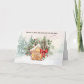 Geen plek zoals thuis | Gingerbread House Kerstmis Feestdagen Kaart (Voorkant)