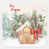 Geen plek zoals thuis | Gingerbread House Kerstmis Vierkante Sticker (Voorkant)