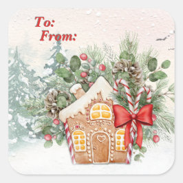 Geen plek zoals thuis | Gingerbread House Kerstmis Vierkante Sticker