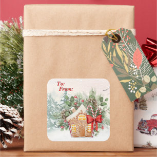 Geen plek zoals thuis   Gingerbread House Kerstmis Vierkante Sticker