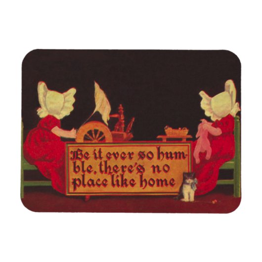 Geen plek zoals thuis Sunbonnet Baby's Magnet Magneet (Horizontaal)