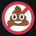 Geen poep ronde sticker<br><div class="desc">Algemeen geen poep emoji</div>