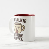 Geen praatje voor de koffie Grappig Grumpy Tweekleurige Koffiemok (Voorkant links)