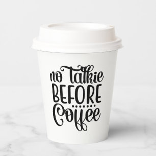 Geen praatje voor koffie. papieren bekers