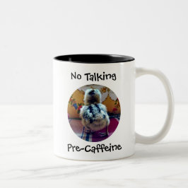 Geen praatjes pre-Caffeine Baby Chick Tweekleurige Koffiemok