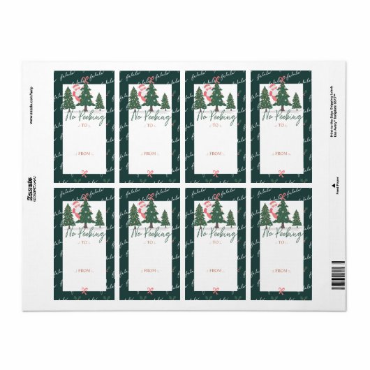 Geen prikkende kerstman, kerstboom etiket (Full Sheet)