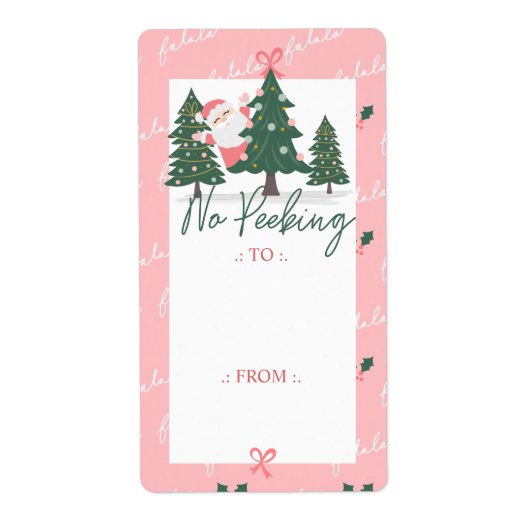 Geen prikkende kerstman, kerstboomroze etiket (Voorkant)