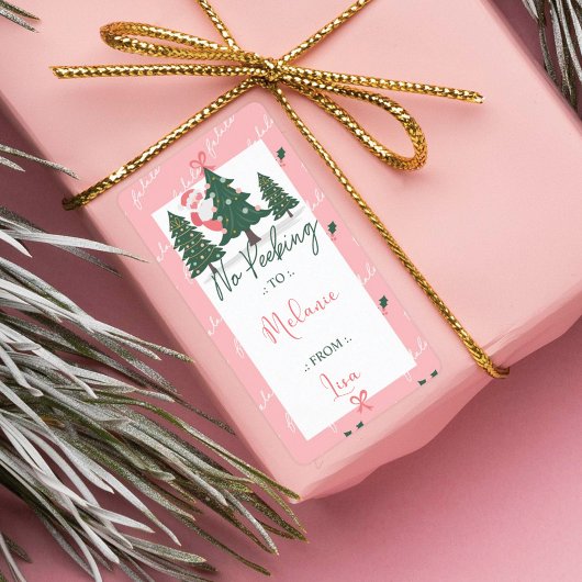 Geen prikkende kerstman, kerstboomroze etiket