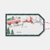 Geen prikkende kerstman naar de stad roze van cadeaulabel (Voorkant (Horizontaal))