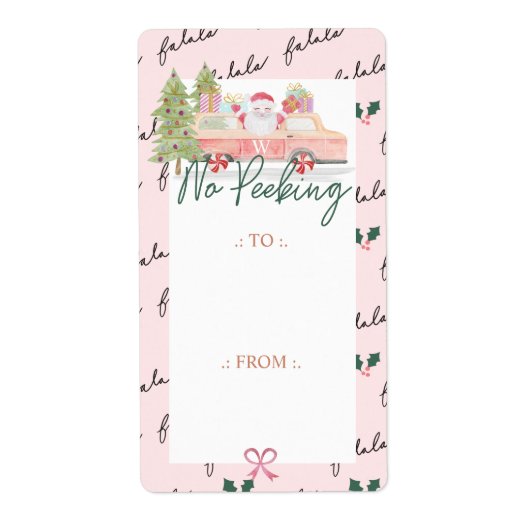 Geen prikkende Santa's Comin naar de stad roze Ret Etiket (Voorkant)