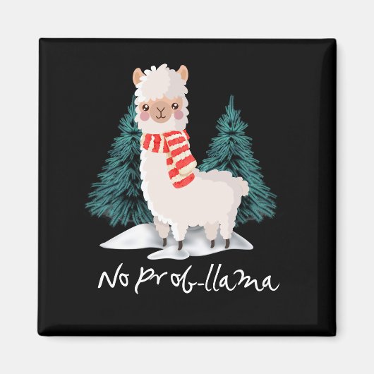 Geen Prob Lama kerstcadeau voor Alpaca Magneet (Voorkant)