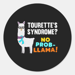 Geen Prob-Lama Tourette Syndroom Krijger Overleven Ronde Sticker
