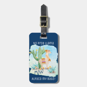Geen Prob Llama Alpaca Mijn Tassen - Blauw Persoon Bagagelabel