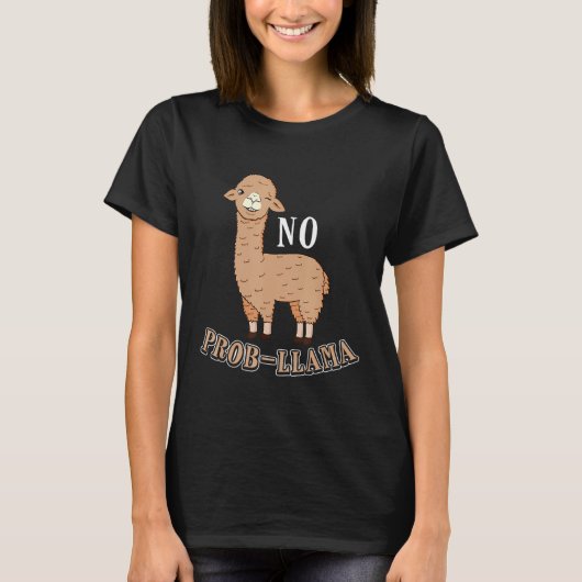 Geen Prob Llama Alpaca Probleem Winken T-shirt (Voorkant)