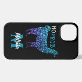 Geen Prob Llama Aqua blue ombre Sparkles Monogram iPhone Hoesje (Achterkant horizontaal)