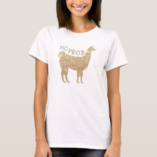 Geen prob Llama Champagne gouglitter Sparkles T-shirt