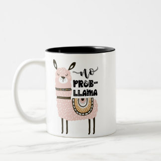 Geen Prob-Llama Cute Funny Tweekleurige Koffiemok