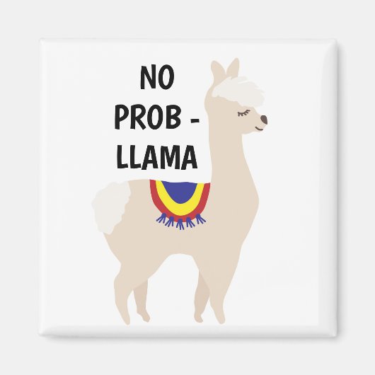 Geen Prob Llama Cute Illustratie Magneet (Voorkant)