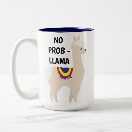 Geen Prob Llama Cute Illustratie Tweekleurige Koffiemok (Links)