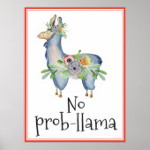Geen Prob-llama Funny Floral Llama Kinder Room Poster (Voorkant)
