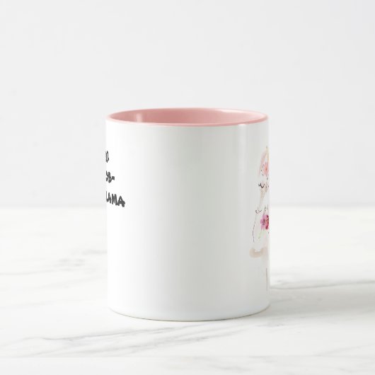 Geen Prob-Llama Funny  Floral Pink Llama Mok (Midden)
