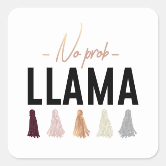 Geen Prob Llama | Goudtassels Vierkante Sticker (Voorkant)