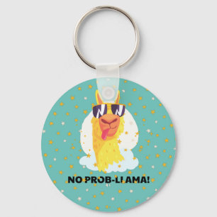Geen-Prob-Llama Grappige Cute Llama met Sterren Sleutelhanger