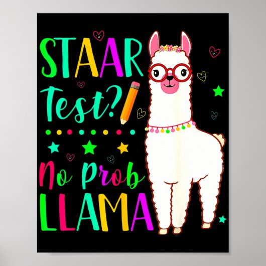 Geen Prob Llama Grappige Leraar Examen Testen Test Poster (Voorkant)
