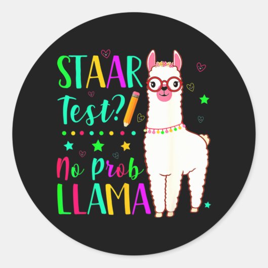 Geen Prob Llama Grappige Leraar Examen Testen Test Ronde Sticker (Voorkant)