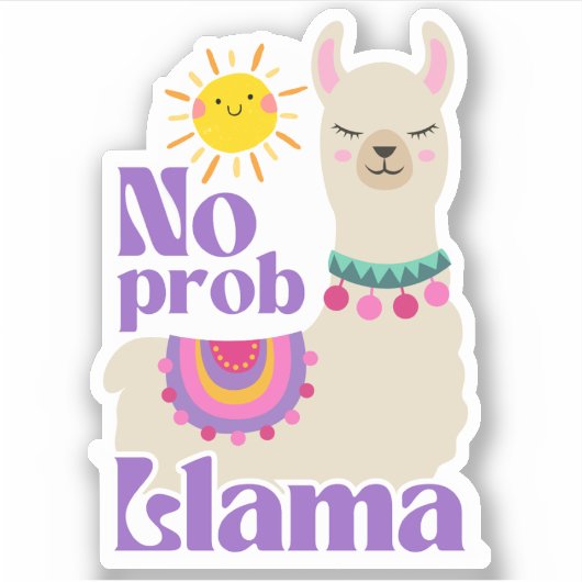Geen Prob Llama leuke zon sticker (Voorkant)