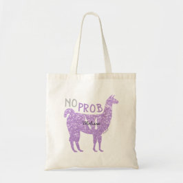 Geen Prob Llama Light Paars Sparkles Monogram Tote Bag