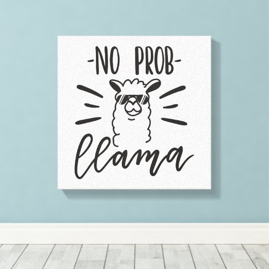 Geen Prob Llama-ontwerp Canvas Afdruk (Insitu (Houten vloer))