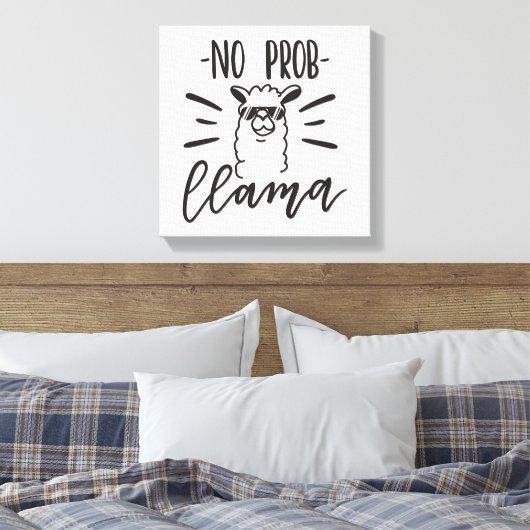 Geen Prob Llama-ontwerp Canvas Afdruk (Insitu (Slaapkamer))