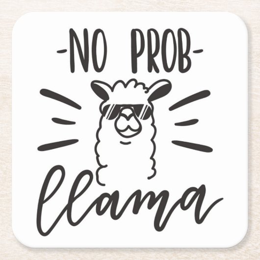 Geen Prob Llama-ontwerp Kartonnen Onderzetters (Voorkant)