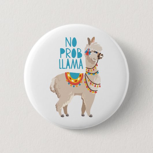 Geen Prob Llama Ronde Button 5,7 Cm (Voorkant)