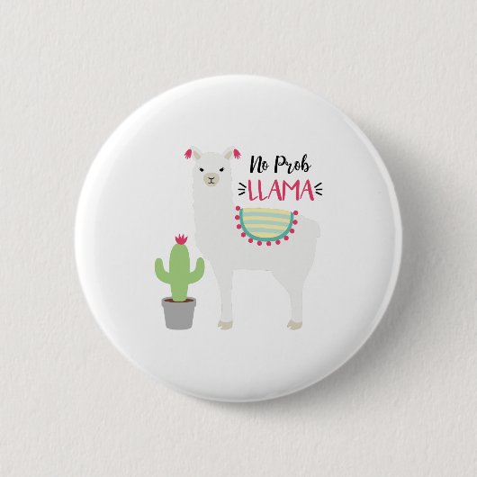 Geen Prob Llama Ronde Button 5,7 Cm (Voorkant)