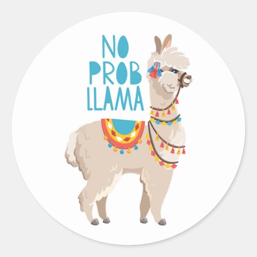 Geen Prob Llama Ronde Sticker (Voorkant)