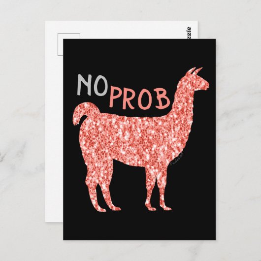 Geen Prob Llama roze koraal glitter Sparkles Briefkaart (Voorkant / Achterkant)