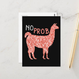 Geen Prob Llama roze koraal glitter Sparkles Briefkaart