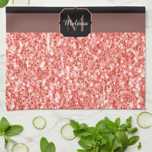 Geen Prob Llama roze koraal glitter Sparkles Theedoek (Gevouwen)