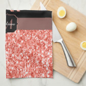 Geen Prob Llama roze koraal glitter Sparkles Theedoek (Quarter Fold)