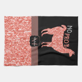 Geen Prob Llama roze koraal glitter Sparkles Theedoek (Horizontaal)