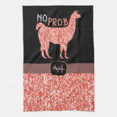 Geen Prob Llama roze koraal glitter Sparkles Theedoek (Verticaal)