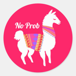 Geen Prob Llama Schattige Party Bright Red Ronde Sticker